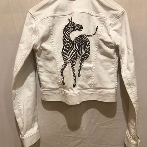 Vintage Ralph Lauren white crop jacket zebra SM